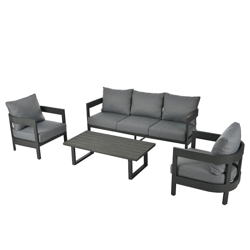 4-Piece Outdoor Seating Set with Thick Cushions
