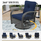 UPHA Wicker Outdoor Rocking & Swivel Chair 2-Piece Set with Cushions