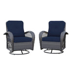 UPHA Wicker Outdoor Rocking & Swivel Chair 2-Piece Set with Cushions