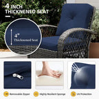 UPHA Wicker Outdoor Rocking & Swivel Chair 2-Piece Set with Cushions