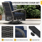 UPHA Wicker Outdoor Rocking & Swivel Chair 2-Piece Set with Cushions