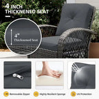 UPHA Wicker Outdoor Rocking & Swivel Chair 2-Piece Set with Cushions