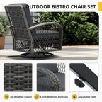 UPHA Wicker Outdoor Rocking & Swivel Chair 2-Piece Set with Cushions