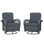 UPHA Wicker Outdoor Rocking & Swivel Chair 2-Piece Set with Cushions
