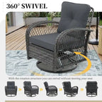 UPHA Wicker Outdoor Rocking & Swivel Chair 2-Piece Set with Cushions