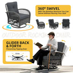 UPHA Wicker Outdoor Rocking & Swivel Chair 2-Piece Set with Cushions