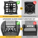UPHA Wicker Outdoor Rocking & Swivel Chair 2-Piece Set with Cushions