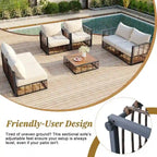 Contemporary 7-Piece Metal Outdoor Sectional Set  All-Weather Patio Furniture With Plush Cushions & Coffee Table.