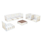 Contemporary 7-Piece Metal Outdoor Sectional Set  All-Weather Patio Furniture With Plush Cushions & Coffee Table.