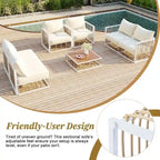 Contemporary 7-Piece Metal Outdoor Sectional Set  All-Weather Patio Furniture With Plush Cushions & Coffee Table.