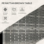 Rattan Side Table, Outdoor End Table with Storage Shelf, Aluminum Frame Square, Coffee Table with Tempered Glass Top, Mixed Gray