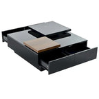 Square Coffee Table With Sliding Tabletop, Modern Coffee Table With 4 Hidden Storage Compartments, Accent Center Table