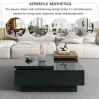 Square Coffee Table With Sliding Tabletop, Modern Coffee Table With 4 Hidden Storage Compartments, Accent Center Table