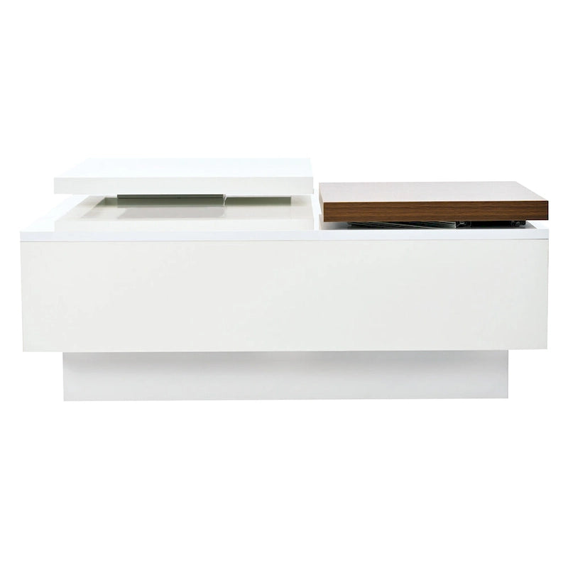 Square Coffee Table With Sliding Tabletop, Modern Coffee Table With 4 Hidden Storage Compartments, Accent Center Table