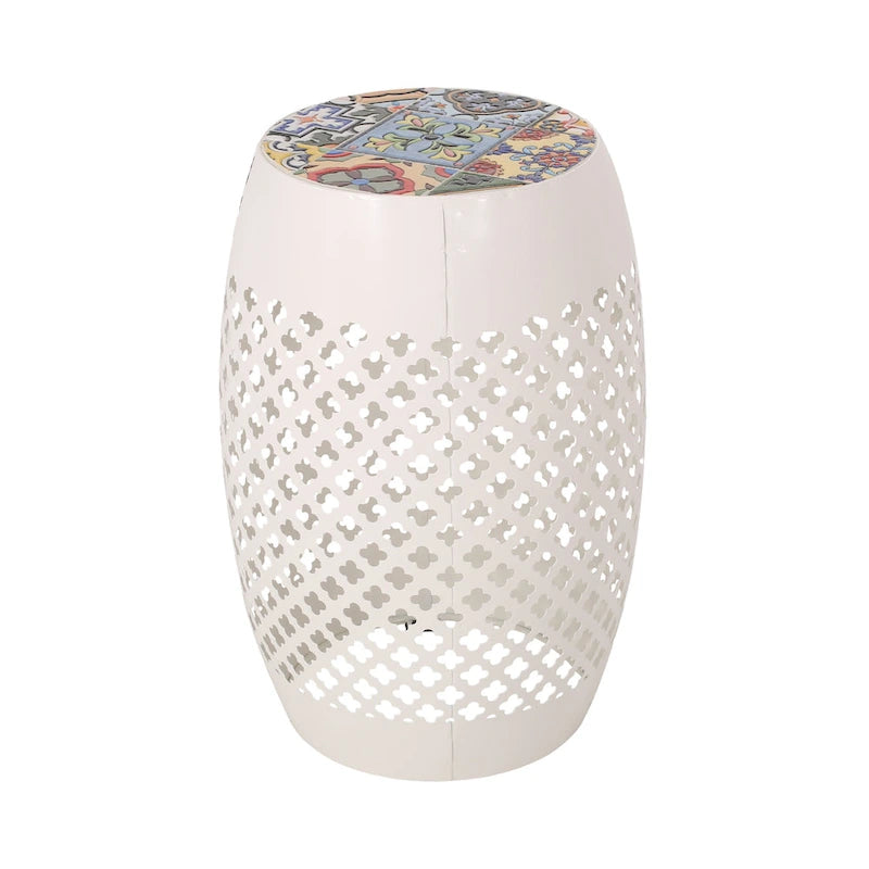 18 Inch Iron Side Table Southwest Mosaic Top Outdoor Patio Table