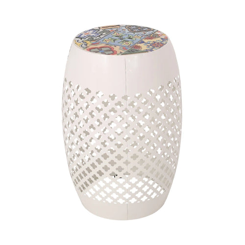 18 Inch Iron Side Table Southwest Mosaic Top Outdoor Patio Table