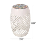 18 Inch Iron Side Table Southwest Mosaic Top Outdoor Patio Table