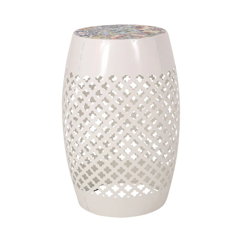 18 Inch Iron Side Table Southwest Mosaic Top Outdoor Patio Table