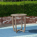 27.5 Inch Grey Acacia Wood Bistro Table Round Rustic Outdoor Slat Top