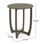 27.5 Inch Grey Acacia Wood Bistro Table Round Rustic Outdoor Slat Top