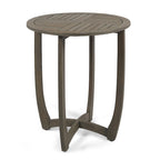 27.5 Inch Grey Acacia Wood Bistro Table Round Rustic Outdoor Slat Top