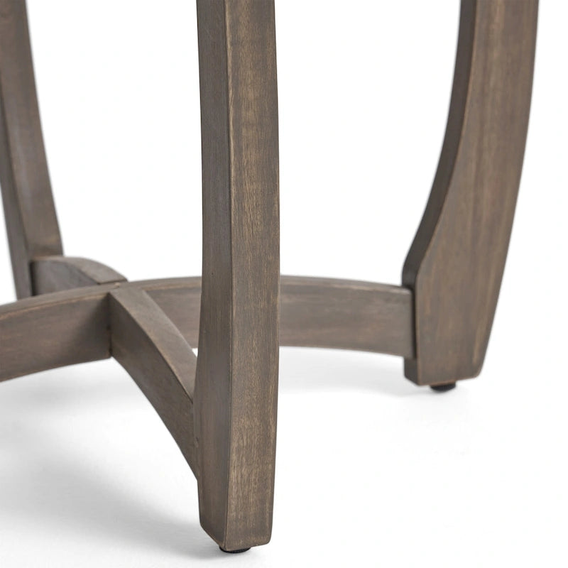 27.5 Inch Grey Acacia Wood Bistro Table Round Rustic Outdoor Slat Top