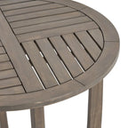 27.5 Inch Grey Acacia Wood Bistro Table Round Rustic Outdoor Slat Top