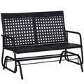 Outsunny Patio Rocking Bench Chair, 2-Person Ergonomic Wicker Glider Loveseat with PE Rattan for Outdoor Spaces, Garden & Porch