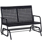 Outsunny Patio Rocking Bench Chair, 2-Person Ergonomic Wicker Glider Loveseat with PE Rattan for Outdoor Spaces, Garden & Porch