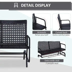 Outsunny Patio Rocking Bench Chair, 2-Person Ergonomic Wicker Glider Loveseat with PE Rattan for Outdoor Spaces, Garden & Porch