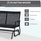 Outsunny Patio Rocking Bench Chair, 2-Person Ergonomic Wicker Glider Loveseat with PE Rattan for Outdoor Spaces, Garden & Porch