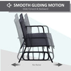 Outsunny Patio Rocking Bench Chair, 2-Person Ergonomic Wicker Glider Loveseat with PE Rattan for Outdoor Spaces, Garden & Porch