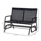 Outsunny Patio Rocking Bench Chair, 2-Person Ergonomic Wicker Glider Loveseat with PE Rattan for Outdoor Spaces, Garden & Porch