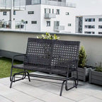 Outsunny Patio Rocking Bench Chair, 2-Person Ergonomic Wicker Glider Loveseat with PE Rattan for Outdoor Spaces, Garden & Porch