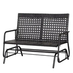 Outsunny Patio Rocking Bench Chair, 2-Person Ergonomic Wicker Glider Loveseat with PE Rattan for Outdoor Spaces, Garden & Porch