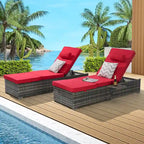 GDFStudio - Amelia Outdoor Chaise Lounge Chair Set of 2 with Adjustable Recline and Side Table for Poolside Relaxation