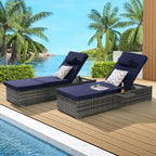 GDFStudio - Amelia Outdoor Chaise Lounge Chair Set of 2 with Adjustable Recline and Side Table for Poolside Relaxation