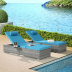 GDFStudio - Amelia Outdoor Chaise Lounge Chair Set of 2 with Adjustable Recline and Side Table for Poolside Relaxation