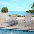 GDFStudio - Amelia Outdoor Chaise Lounge Chair Set of 2 with Adjustable Recline and Side Table for Poolside Relaxation