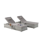 GDFStudio - Amelia Outdoor Chaise Lounge Chair Set of 2 with Adjustable Recline and Side Table for Poolside Relaxation