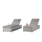 GDFStudio - Amelia Outdoor Chaise Lounge Chair Set of 2 with Adjustable Recline and Side Table for Poolside Relaxation