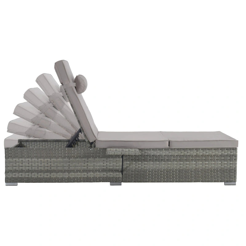 GDFStudio - Amelia Outdoor Chaise Lounge Chair Set of 2 with Adjustable Recline and Side Table for Poolside Relaxation