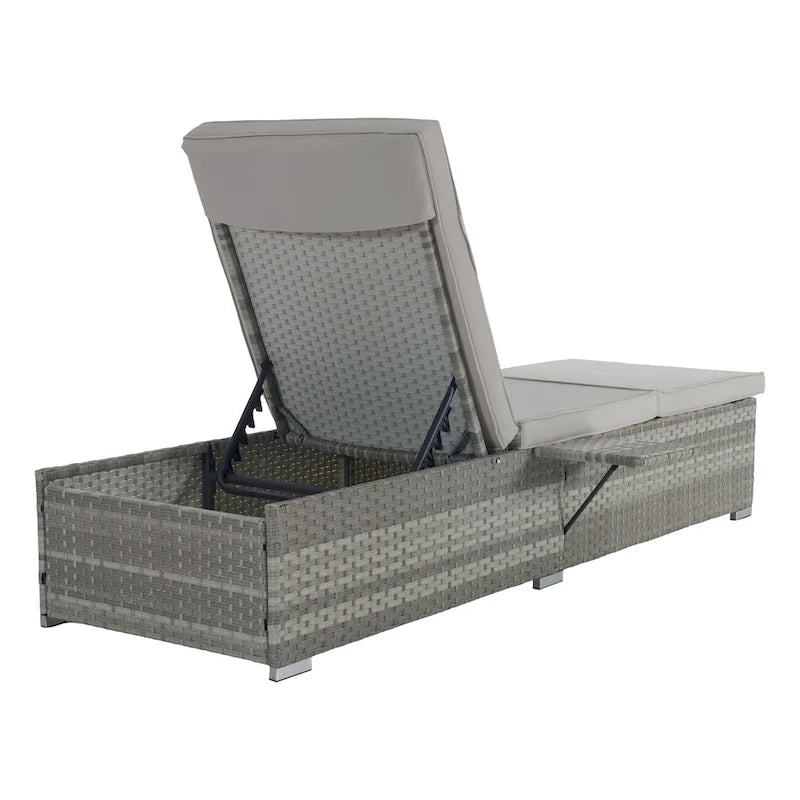 GDFStudio - Amelia Outdoor Chaise Lounge Chair Set of 2 with Adjustable Recline and Side Table for Poolside Relaxation