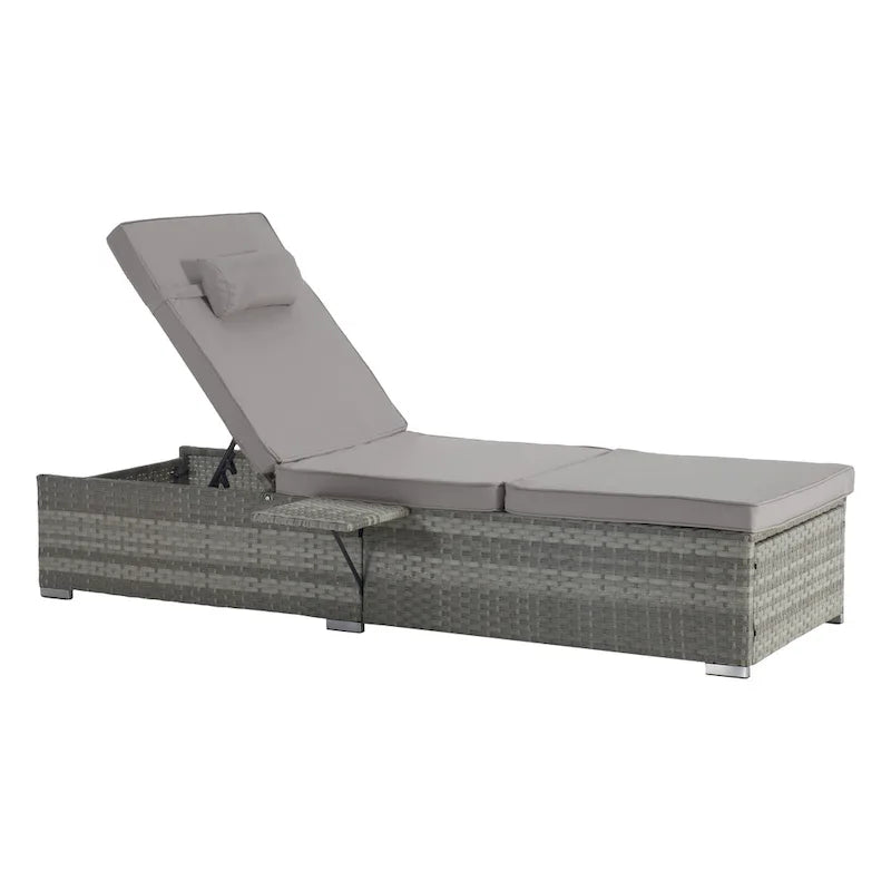 GDFStudio - Amelia Outdoor Chaise Lounge Chair Set of 2 with Adjustable Recline and Side Table for Poolside Relaxation