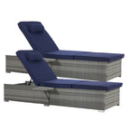 GDFStudio - Amelia Outdoor Chaise Lounge Chair Set of 2 with Adjustable Recline and Side Table for Poolside Relaxation