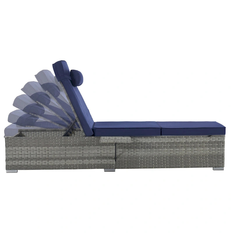 GDFStudio - Amelia Outdoor Chaise Lounge Chair Set of 2 with Adjustable Recline and Side Table for Poolside Relaxation