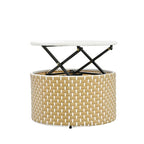 Round Patio Sectional Sofa Set  Two-Tone Rattan Daybed with Retractable Canopy & Modular Seating