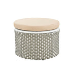 Round Patio Sectional Sofa Set  Two-Tone Rattan Daybed with Retractable Canopy & Modular Seating