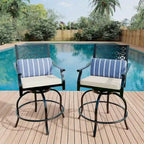 Outdoor High Swivel Bar Stools Set of 2, Bar Height Patio Chairs with Seat Cushion for Outdoor, Garden