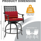 Outdoor High Swivel Bar Stools Set of 2, Bar Height Patio Chairs with Seat Cushion for Outdoor, Garden